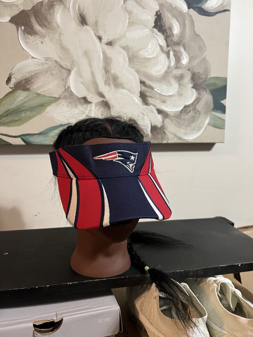 Vintage New England Patriots Visor Hat Blue Red FOOTBALL NFL Tom Brady
